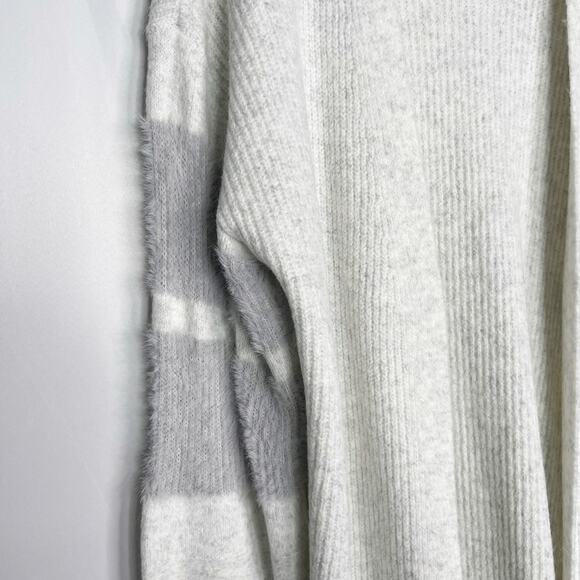 New Hem & Thread Large L Gray Striped Sleeve Open Front Cardigan Sweater Cozy - Picture 4 of 13